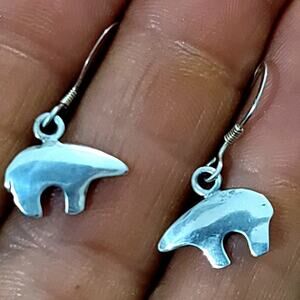 Sterling Silver Southwestern Bear Earrings
